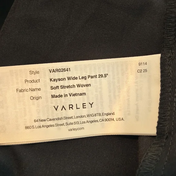 Varley Kayson Black Wide-Leg Pants 29.5in Inseam - Picture 5 of 5